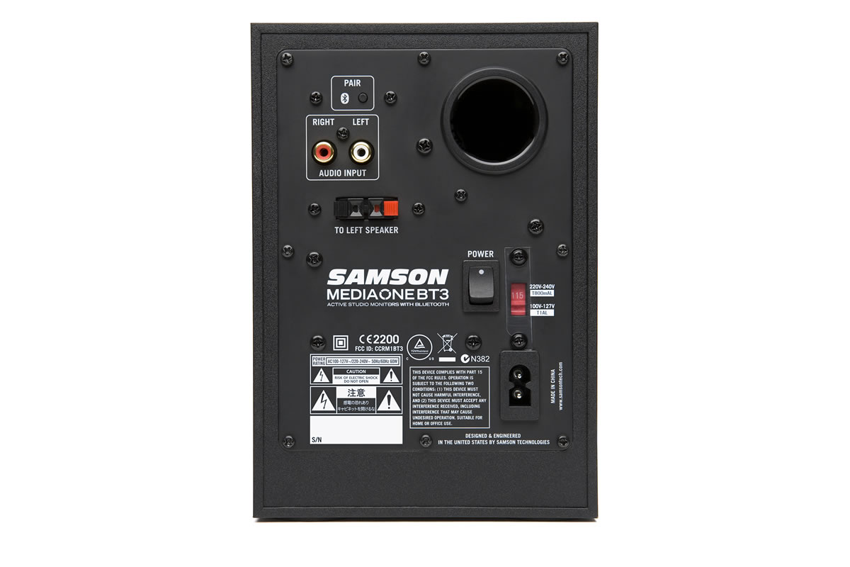 Samson MediaOne BT3 2-way active Bluetooth speakers - rear view