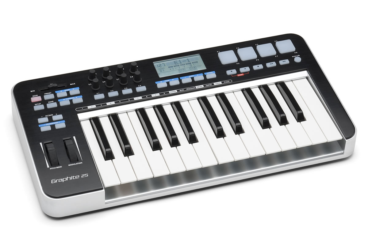 Samson Graphite 25 semi-weighted key MIDI Controller - perspective view